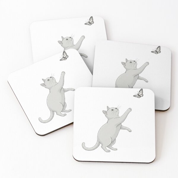 Item preview, Minimalist Cat Reaching for Butterfly Nature Art designed and sold by M.Store.