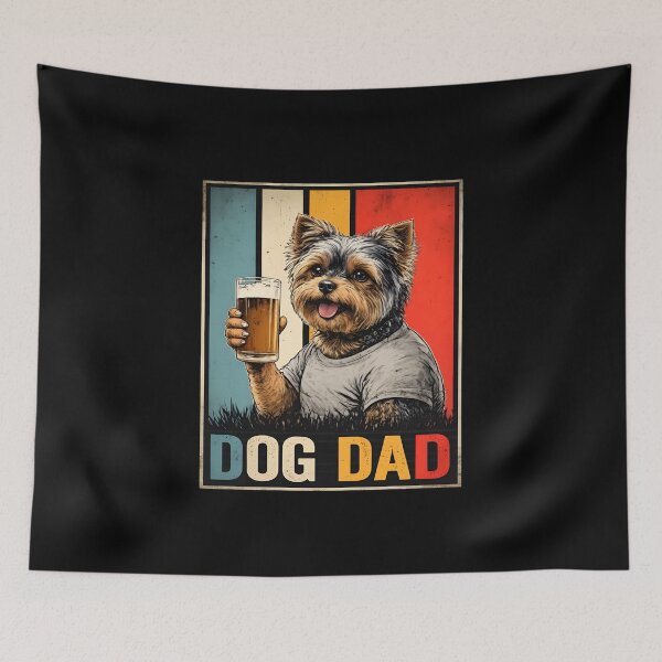 Item preview, Dog Dad Yorkie Beer Vintage Retro Style designed and sold by OlyvieArt.