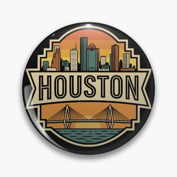 Item preview, Retro Houston Texas Vintage Sunset Travel Badge designed and sold by Imaginationbeyond.