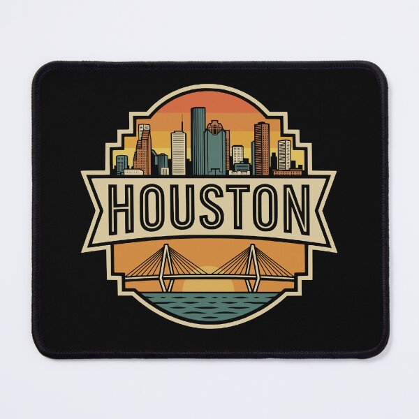 Item preview, Retro Houston Texas Vintage Sunset Travel Badge designed and sold by Imaginationbeyond.
