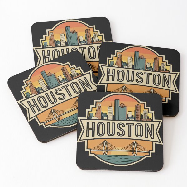 Item preview, Retro Houston Texas Vintage Sunset Travel Badge designed and sold by Imaginationbeyond.