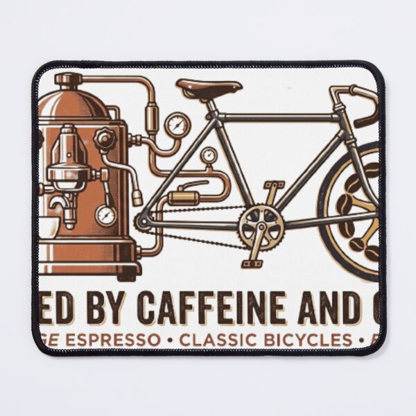Item preview, Fueled by Caffeine and Gears | Vintage Espresso & Bicycle Art designed and sold by veloramode.