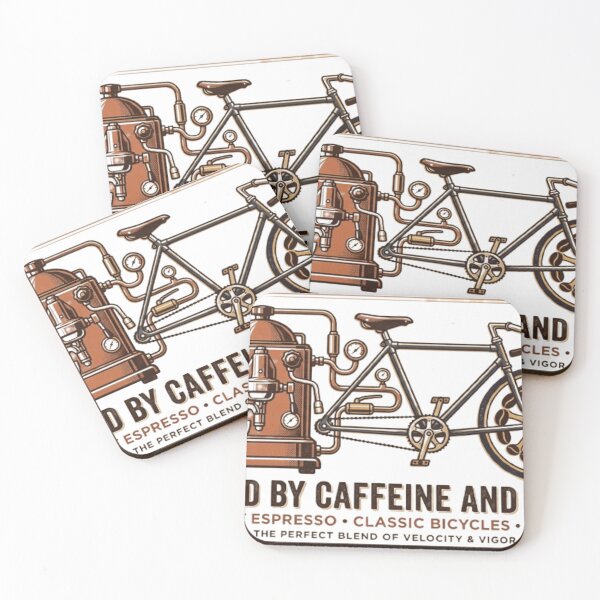 Item preview, Fueled by Caffeine and Gears | Vintage Espresso & Bicycle Art designed and sold by veloramode.