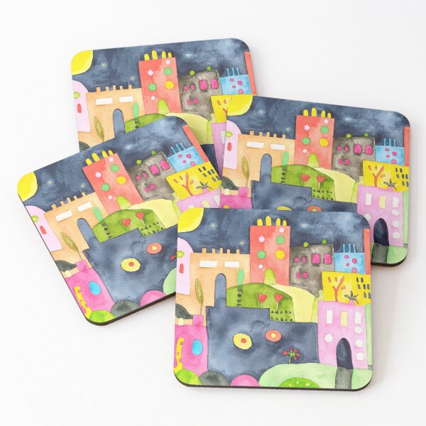 Item preview, Magical Colorful City Under Moon designed and sold by ArtCheri.