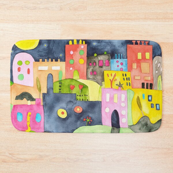 Item preview, Magical Colorful City Under Moon designed and sold by ArtCheri.