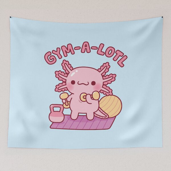 Item preview, Cute Gym-A-Lotl Axolotl Funny Fitness Pun designed and sold by rustydoodle.