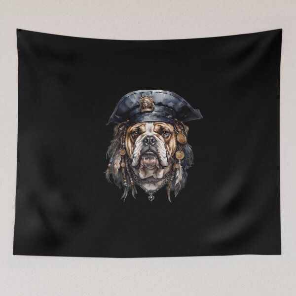 Item preview, Pirate Bulldog Captain Watercolor Portrait designed and sold by OlyvieArt.