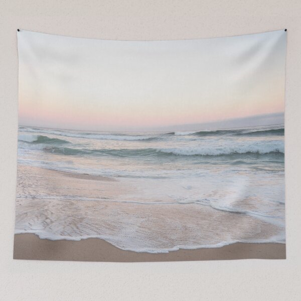Item preview, Blush pink sunset at Praia da Adraga in Portugal - coastal summer photography designed and sold by Christa Stroo Photography.