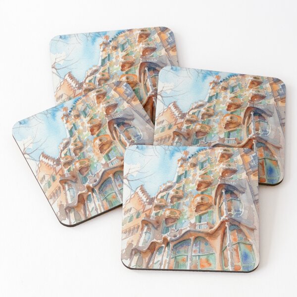 Item preview, Casa Batlló Barcelona Side View – Watercolor Cityscape designed and sold by caracatita75.