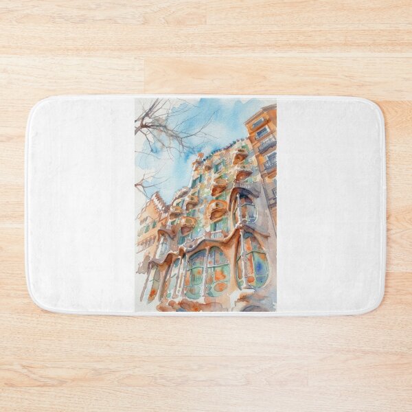 Item preview, Casa Batlló Barcelona Side View – Watercolor Cityscape designed and sold by caracatita75.