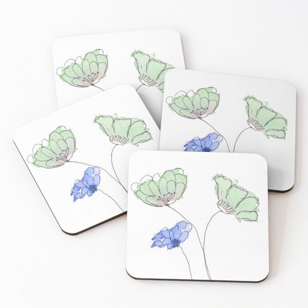 Item preview, Green Flowers, Blue Flowers designed and sold by KayJames Watercolours.