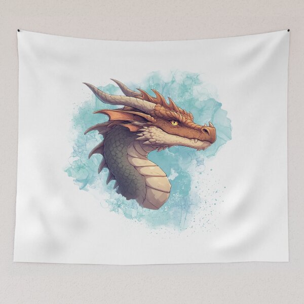 Item preview, Mystic Dragon Portrait with Watercolor Splash Fantasy Art designed and sold by Karolina’s Cozy Creations.