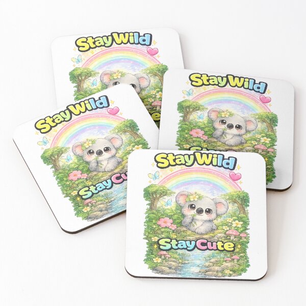 Item preview, Stay Wild Stay Cute Koala – Kawaii Baby Koala Rainbow Design designed and sold by Clothes With Smiling Animals Walt Gral.