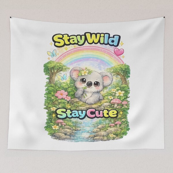 Item preview, Stay Wild Stay Cute Koala – Kawaii Baby Koala Rainbow Design designed and sold by Clothes With Smiling Animals Walt Gral.