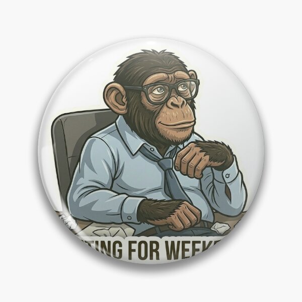 Item preview, Waiting For Weekend Monkey Sticker | Office Meme | Work Life Humor designed and sold by Newkidshub.
