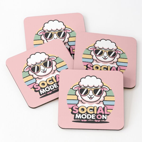 Item preview, Funny Cool Sheep T-Shirt – Social Mode ON Retro Kawaii Eid Design designed and sold by ABLAT-CREATIONS.