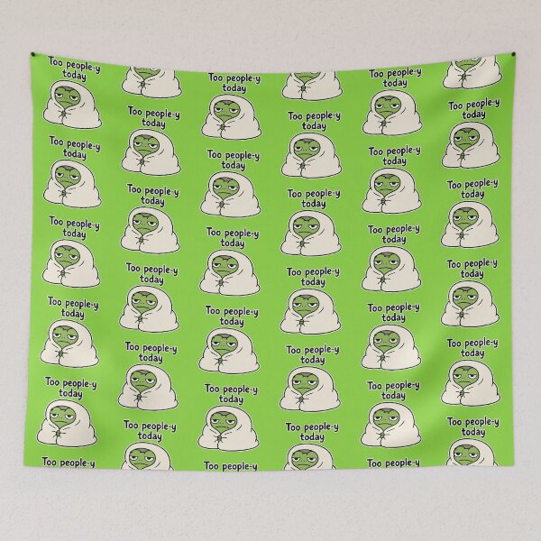 Item preview, Lazy Frog 'Too People-y Today' Sticker Funny Introvert Frog Meme designed and sold by Olivra.