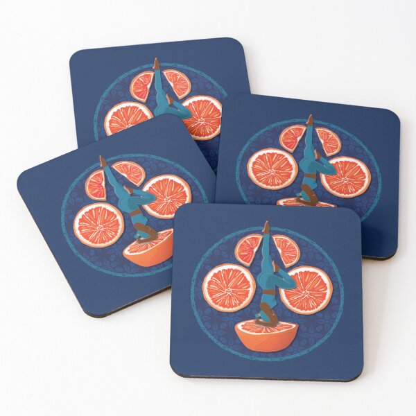 Item preview, Woman juicing blood oranges, dark blue background designed and sold by WONDERPRINTVALLEY.