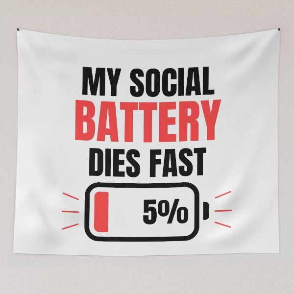 Item preview, My Social Battery Dies Fast Minimalist Funny Introvert Quote Clean Design designed and sold by Uvclick.