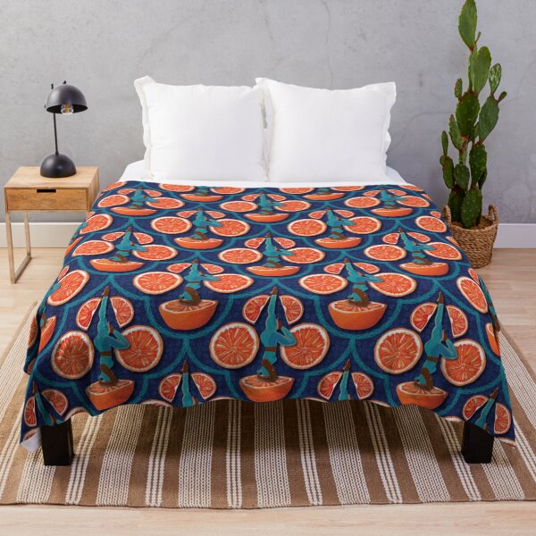 Item preview, Woman juicing blood oranges, dark blue background designed and sold by WONDERPRINTVALLEY.