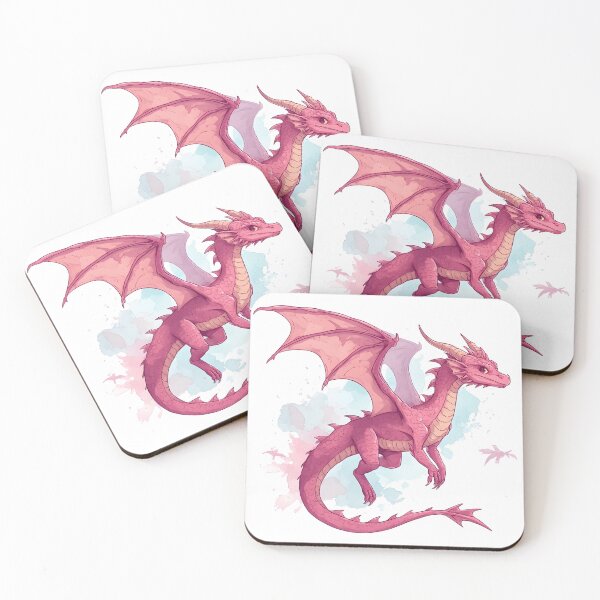 Item preview, Pink Fantasy Dragon with Watercolor Splash Illustration designed and sold by Karolina’s Cozy Creations.