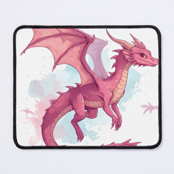 Item preview, Pink Fantasy Dragon with Watercolor Splash Illustration designed and sold by Karolina’s Cozy Creations.
