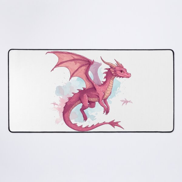 Item preview, Pink Fantasy Dragon with Watercolor Splash Illustration designed and sold by Karolina’s Cozy Creations.