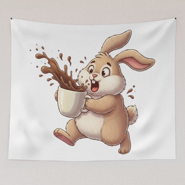 Item preview, Funny Rabbit Meme Humor Collection – Coffee Bunny Meme Funny Cartoon Rabbit Chaos Morning Humor designed and sold by MiraLumeStudio.