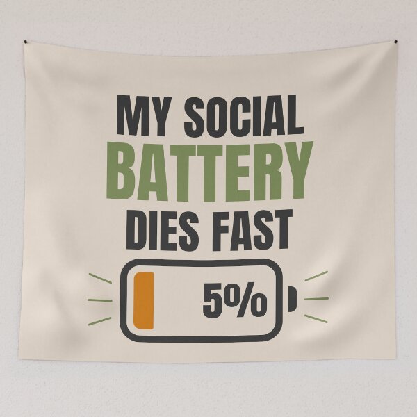 Item preview, My Social Battery Dies Fast Aesthetic Beige Introvert Minimal Design designed and sold by Uvclick.