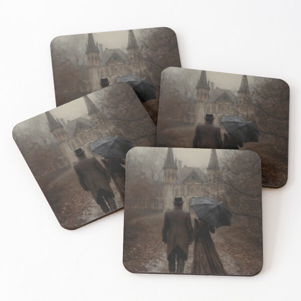Item preview, Gothic Couple In Love Umbrella Victorian Mansion Art designed and sold by DarkHolyQueen.