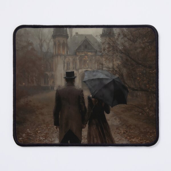 Item preview, Gothic Couple In Love Umbrella Victorian Mansion Art designed and sold by DarkHolyQueen.