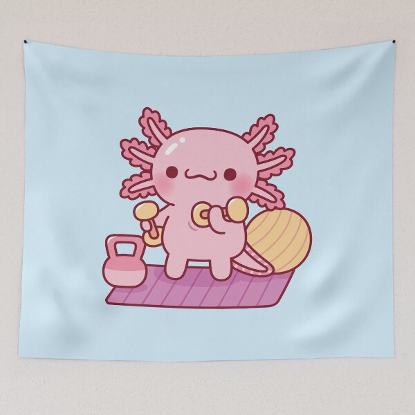 Item preview, Cute Axolotl Workout With Dumbbells designed and sold by rustydoodle.