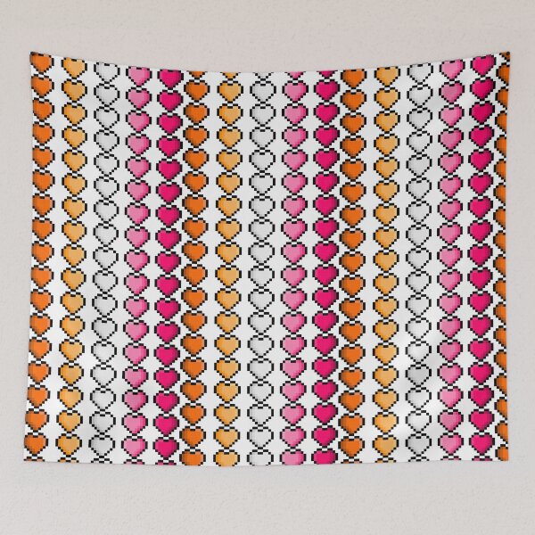 Item preview, Pixel Lesbian Pride Flag Hearts designed and sold by HarveyHandcraftsandDesigns.