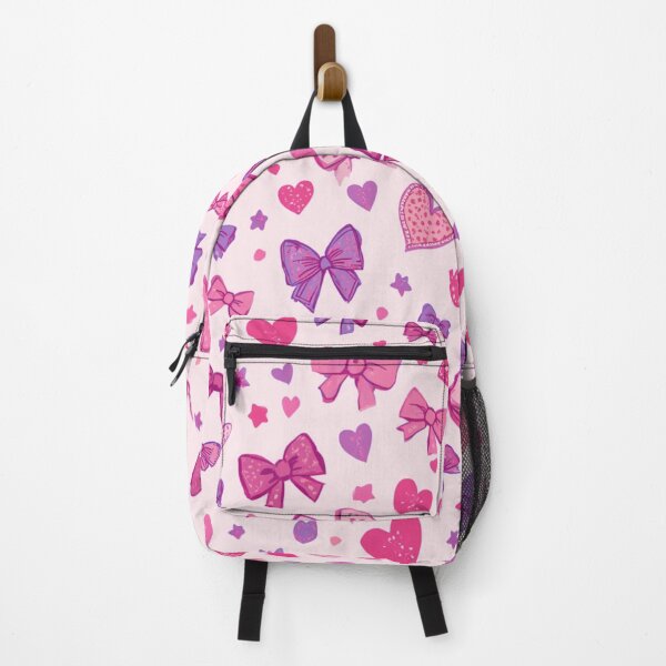 Item preview, Coquette Style Pink Purple Bow & Heart Pattern designed and sold by CamilasPrints.