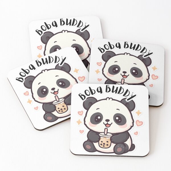 Item preview, Chubby Panda Boba Lover Cartoon Sticker Design designed and sold by SoftAuraStudi0.