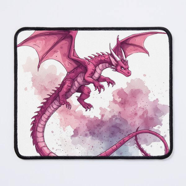 Item preview, Majestic Pink Dragon in Flight with Watercolor Fantasy Background designed and sold by Karolina’s Cozy Creations.