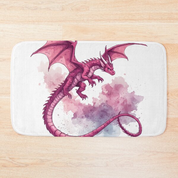 Item preview, Majestic Pink Dragon in Flight with Watercolor Fantasy Background designed and sold by Karolina’s Cozy Creations.