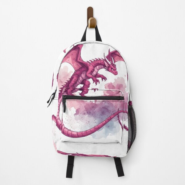 Item preview, Majestic Pink Dragon in Flight with Watercolor Fantasy Background designed and sold by Karolina’s Cozy Creations.