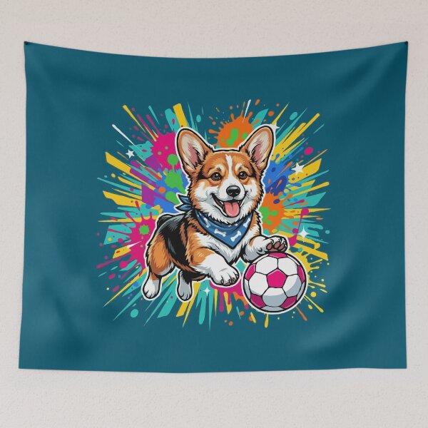 Item preview, Pembroke Welsh Corgi Soccer Dog – Cute Football Puppy Gift for Dog Lovers designed and sold by The Real Life Symphony.