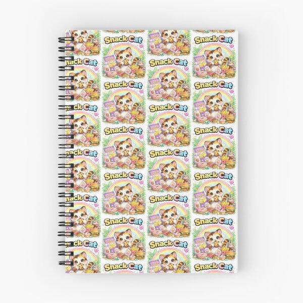 Aperçu de l'œuvre Snack Cat – Chat mignon et kawaii qui adore la nourriture et les cochonneries arc-en-ciel créée et vendue par Clothes With Smiling Animals Walt Gral.