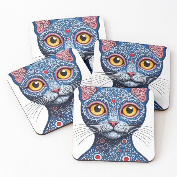 Item preview, Psychedelic Trippy Cat Portrait with Yellow Eyes designed and sold by Resolution Retro.