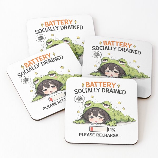 Item preview, Socially Drained Frog Anime – Battery 1% Funny Introvert Design designed and sold by YamiSociety.
