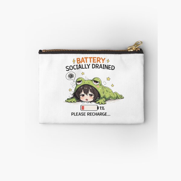 Item preview, Socially Drained Frog Anime – Battery 1% Funny Introvert Design designed and sold by YamiSociety.