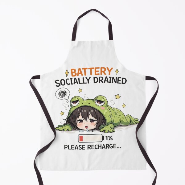 Item preview, Socially Drained Frog Anime – Battery 1% Funny Introvert Design designed and sold by YamiSociety.