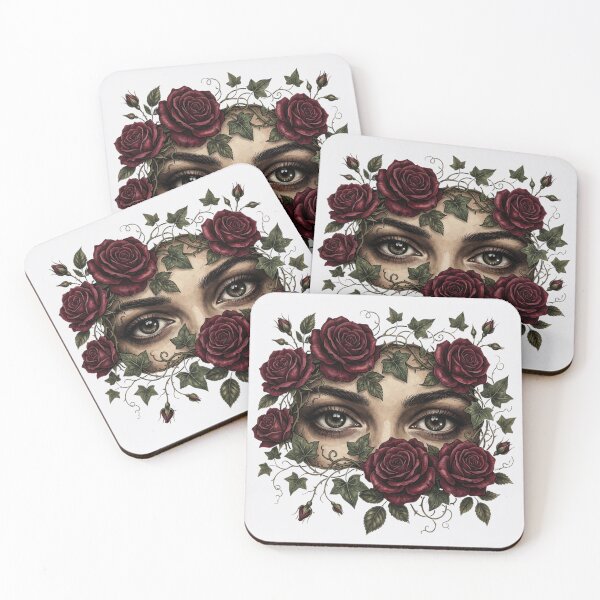 Item preview, Vintage Eyes and Red Roses - Dark Goth Aesthetic Art designed and sold by Body Part Archive.