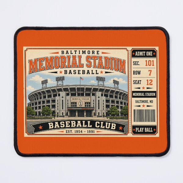 Item preview, Baltimore Memorial Stadium Vintage Ticket Poster Retro Baseball Stadium Art Classic Orioles Ballpark Exterior designed and sold by GhostDawgs.