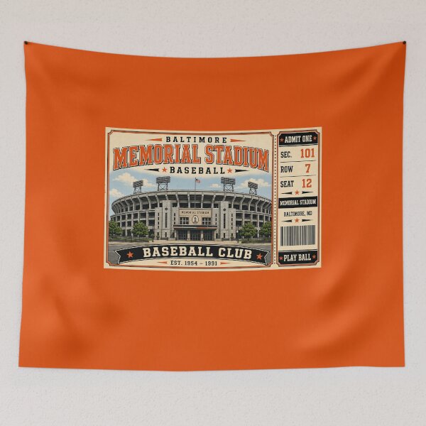 Item preview, Baltimore Memorial Stadium Vintage Ticket Poster Retro Baseball Stadium Art Classic Orioles Ballpark Exterior designed and sold by GhostDawgs.