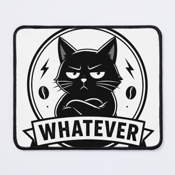 Item preview, Whatever Grumpy Black Cat Retro Badge designed and sold by Zenvique Art.