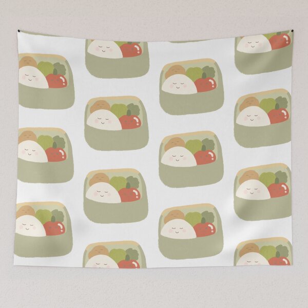Item preview, Cute Bento Box Kawaii Food Character Minimal Pastel Aesthetic Art designed and sold by Teenidesign .