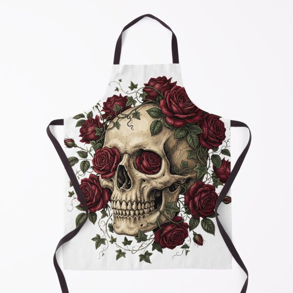 Item preview, Vintage Floral Skull and Red Roses - Gothic Anatomy Art designed and sold by Body Part Archive.